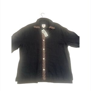 BDG Urban Linen‎ Souvenir Button-Down Shirt Black Size L
